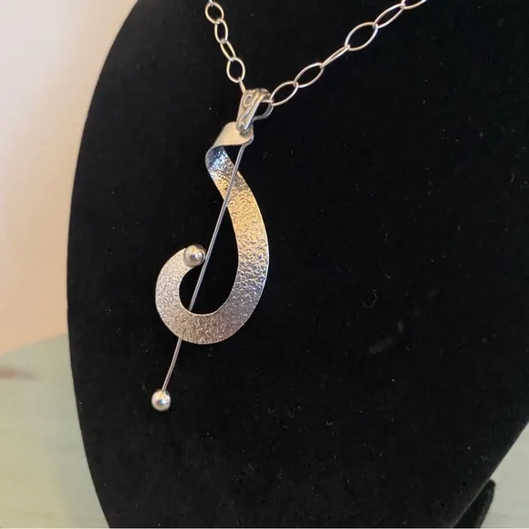 Vintage Modernist .925 Sterling Necklace - Picture 12 of 13